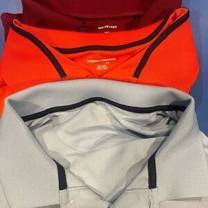 3 golf shirts/polo. Red/grey/maroon.